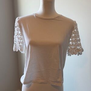 Zara White Crochet Sleeve Tee